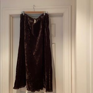 Skirt, brown velvet drawstring waist